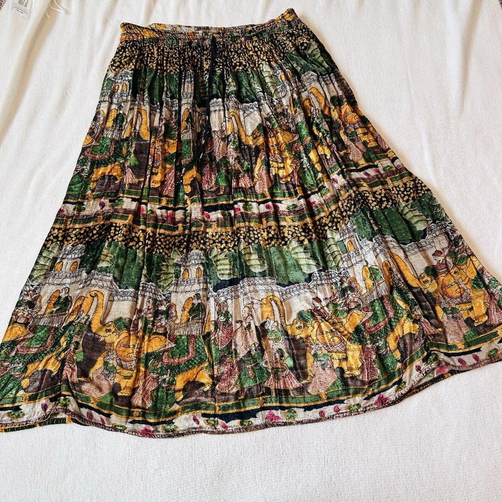 Vtg Patchouli Skirt One Size Velvet Hippie Broomstick Drawstring Forest Fairy
